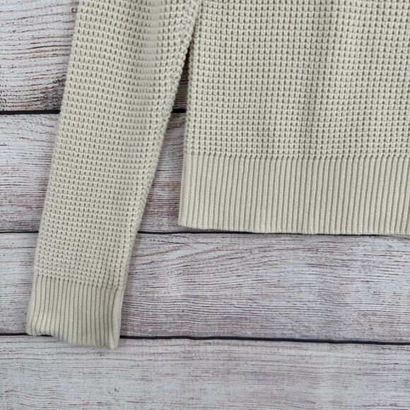 Columbia Waffle Knit Fair‎ Isle Mock Wool Blend Sweater Women's M Cream/Black - Picture 7 of 11
